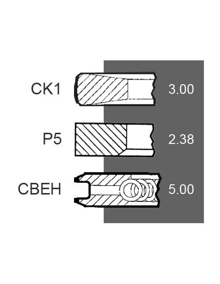 Juego de 3 Segmentos para Pistón de 102mm Ø