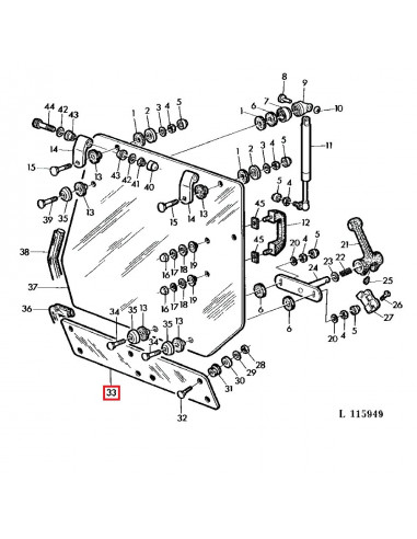 Cristal Trasero Inferior Tractor John Deere S/40-50 para Cabinas MC1 L57285