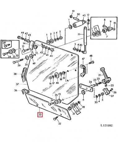 Cristal Trasero Inferior Tractor John Deere S/40-50 para Cabinas MC1