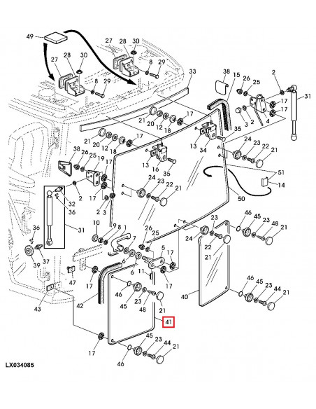 Cristal Delantero Inferior Derecho Tractor John Deere L151753