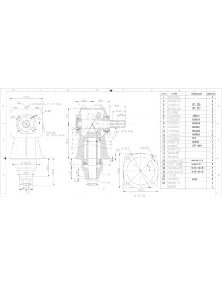 Grupo engranajes 55Hp para desbrozadoras