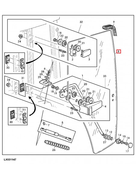 Cristal de puerta Derecha Tractor John Deere varios modelos L169103