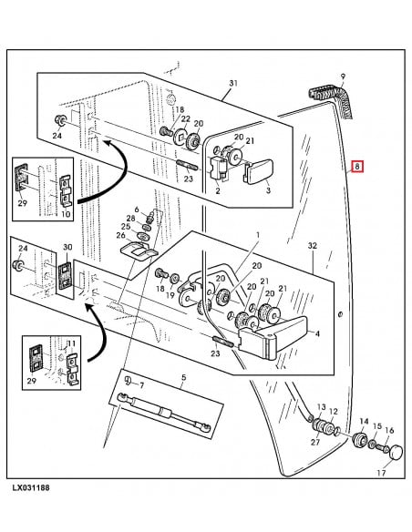 Cristal puerta Izquierda Tractor John Deere varias series L169102