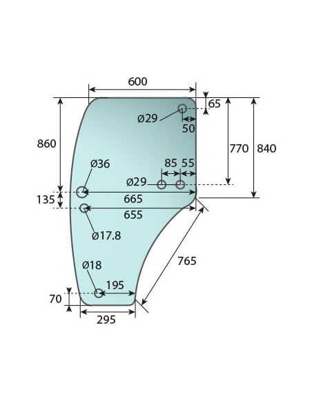 Cristal de Puerta Izquierda Tractores John Deere R198624
