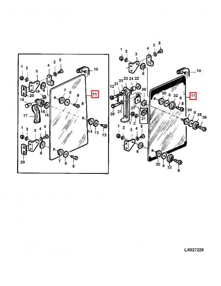 Cristal lateral Izquierdo y Derecho Tractor John Deere L61159