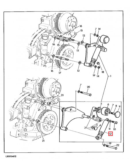 Cilindro del Tensor de la Correa para Tractores John Deere 6100, 6200, 6300, 6400, 6506, 6600, 6800 y 6900