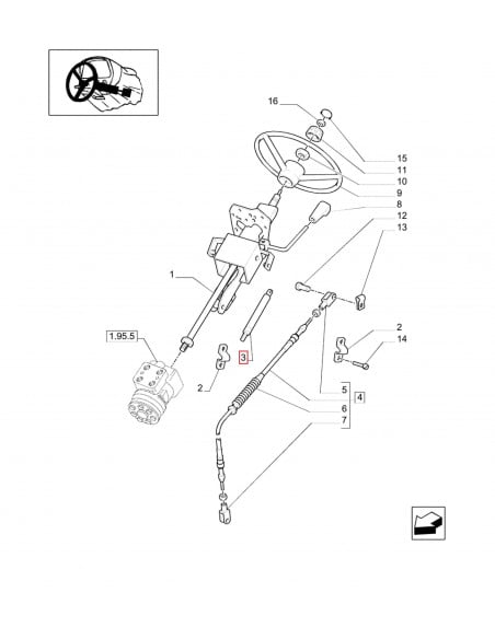 Amortiguador Columna de Dirección Case IH, New Holland y Steyr Modernos.