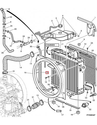 Manguito del Refrigerante Original John Deere Tractroes de 4 CIlindros 6020, 6120, 6220, 6320, 6420, 6520 y 6620