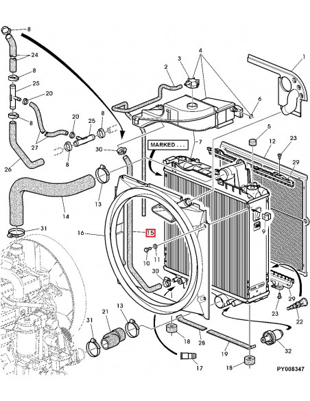 Manguito del Refrigerante Original John Deere Tractroes de 4 CIlindros 6020, 6120, 6220, 6320, 6420, 6520 y 6620
