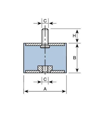 Soporte Taco Silentblock Macho/Hembra Ø30x30