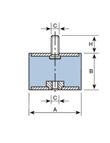 Soporte Taco Silentblock Macho/Hembra Ø40x30