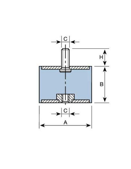 Soporte Taco Silentblock Macho/Hembra Ø70x35