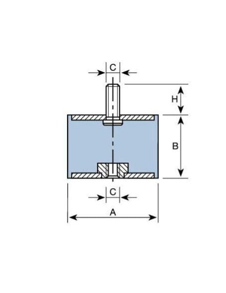 Soporte Taco Silentblock Macho/Hembra Ø70x70