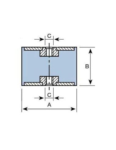 Soporte Taco Silentblock Hembra/Hembra Ø70x35