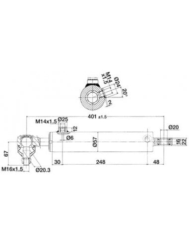 Cilindro hidráulico de dirección tractores Fiat, New Holland, Ford y Case IH