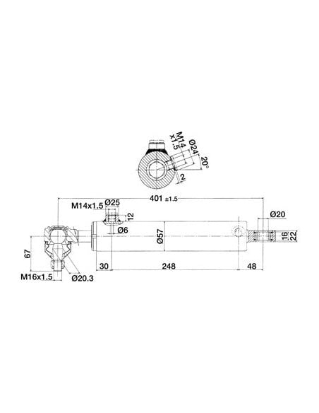 Cilindro hidráulico de dirección tractores Fiat, New Holland, Ford y Case IH