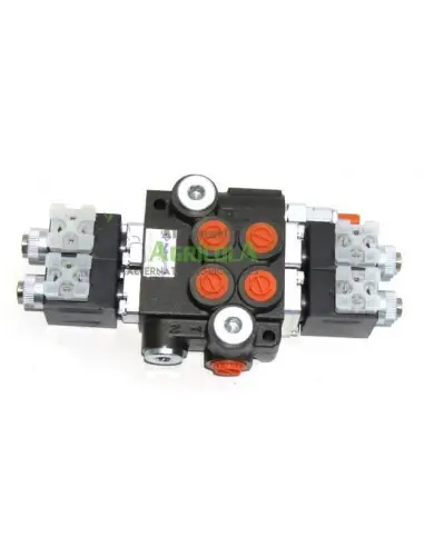 Distribuidor Hidráulico eléctrico 2 cuerpos 3/8" doble efecto circuito abierto