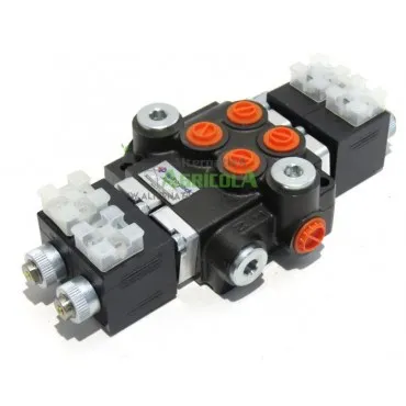 Distribuidor Hidráulico eléctrico 2 cuerpos 3/8" doble efecto circuito abierto