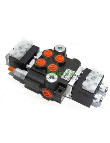 Distribuidor Hidráulico eléctrico 2 cuerpos 3/8" doble efecto circuito abierto