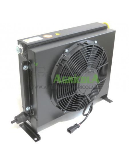 Radiador para  enfriar hasta 200 Litros  aceite hidráulico con electroventilador 12V