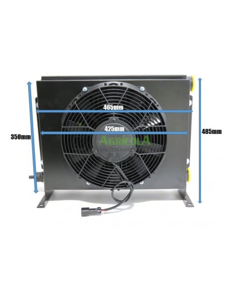 Radiador para  enfriar hasta 200 Litros  aceite hidráulico con electroventilador 12V