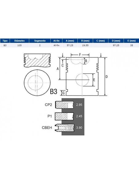 Equipo de Motor para Tractores Refrigerados por Aire Ø105 Pistón y Ø35 Bulón.