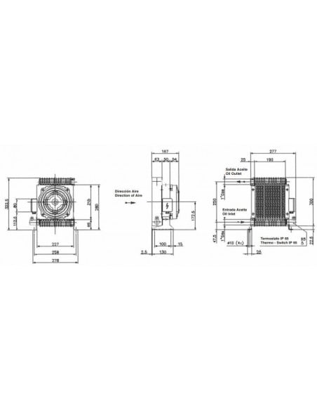 Radiador enfriador Sesino 100 Litros aceite hidráulico con electroventilador 12V