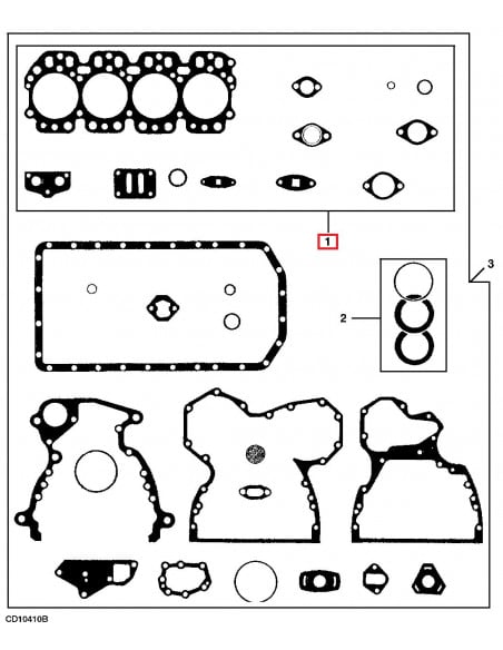 Juego de Juntas Parte Alta para Motores John Deere 4 Cilindros 4039D, 4039T, 4045D, 4045T y 4045T Power Tech