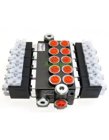 Distribuidor Hidráulico eléctrico 5cuerpos 3/8" doble efecto circuito abierto