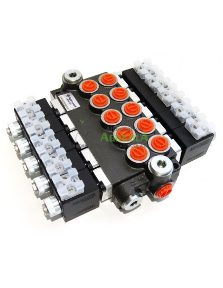 Distribuidor Hidráulico eléctrico 5cuerpos 3/8" doble efecto circuito abierto
