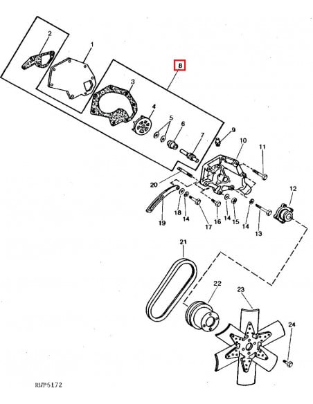 Juego de Reparación Bomba de Agua Tractores John Deere Series Antiguas RE565252