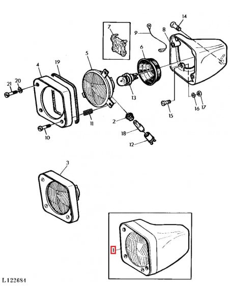Faro Delantero Derecho John Deere Series 30, 40 y 50 - Ø 129 mm DE13523