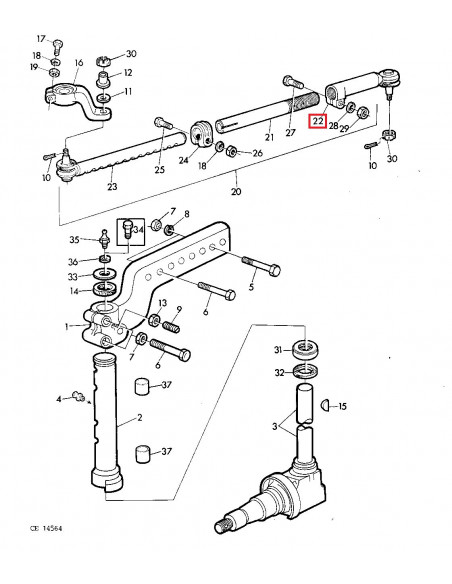 Rotula Dirección para Tractores John Deere Series 20, 30, 40 y 50