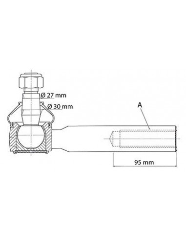 Rotula de Dirección Recta para Tractores Massey Ferguson y Landini con Puente Dana