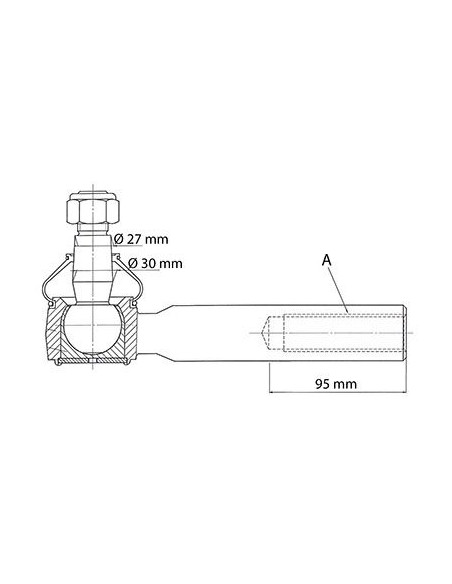 Rotula de Dirección Recta para Tractores Massey Ferguson y Landini con Puente Dana