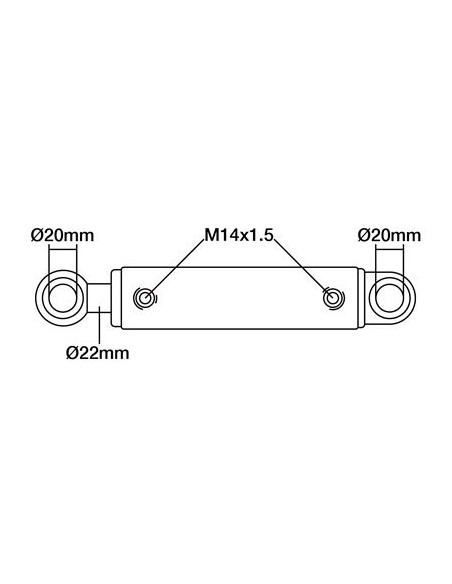 Cilindro hidráulico dirección tomas alineadas tractor Fiat, Ford, New Holland