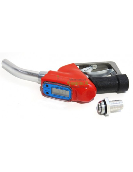 Pistola para trasvase de gasoil con cuenta litros digital rosca interior 1"