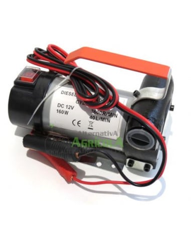 Kit bomba trasvase gasoil eléctrica 12v con mangueras y pistola automática