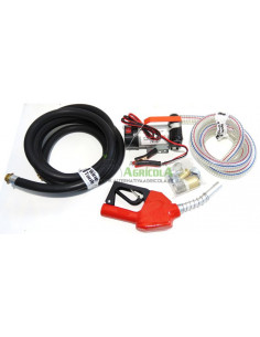 Kit bomba trasvase gasoil eléctrica 12v con mangueras y pistola automática