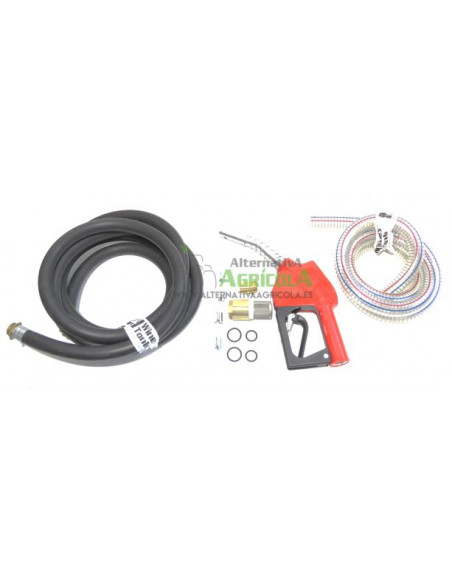 Kit bomba trasvase gasoil eléctrica 12v con mangueras y pistola automática