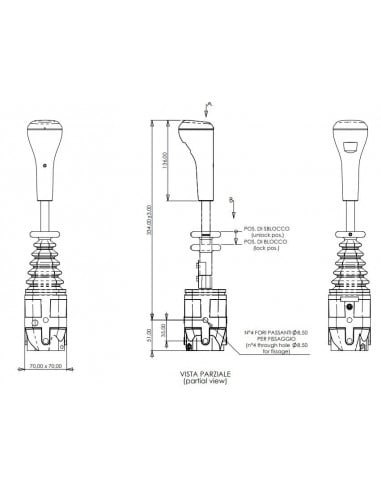 Joystick palanca 4 funciones para sirgas de cable