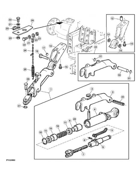 Tensor lateral horizontal automático tractor John Deere Serie 6010, 7000, 7030