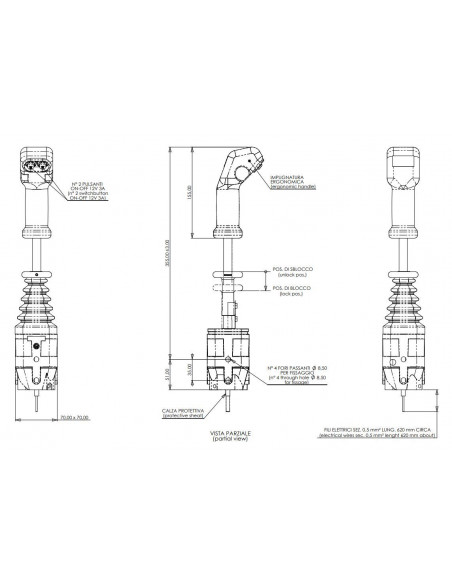 Mando Joystick  2 pulsadores con palanca 4 funciones para sirgas de cable