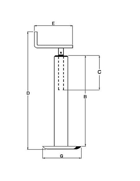 Mozo apoyo remolque tubo 50 x 400 mm