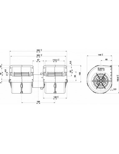 Ventilador centrífugo SPAL 24v doble 009-B39-22