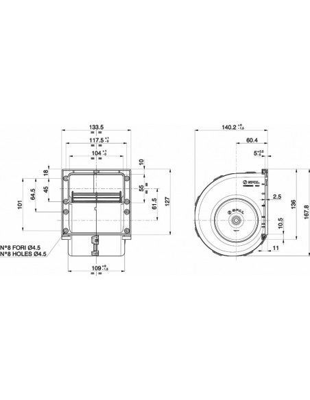 Ventilador centrífugo simple SPAL 12v 010-A70-74D