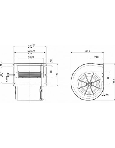 Ventilador centrífugo simple SPAL 24v 3 vel. 007-B42-32D