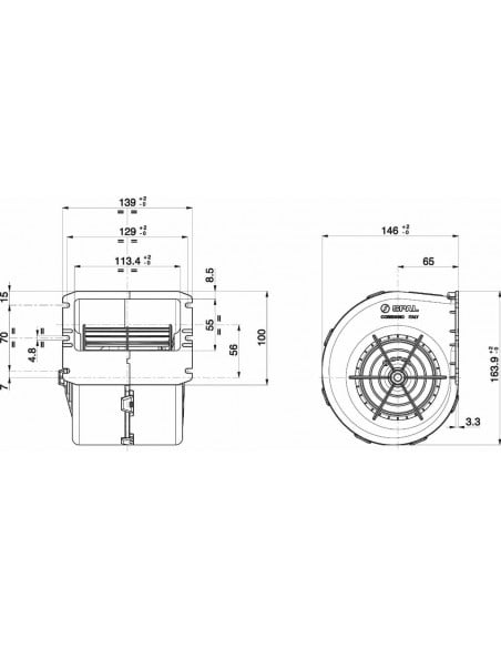 Ventilador centrífugo simple SPAL 24v 3 vel. 009-B70-74D