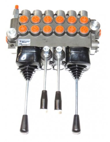 Distribuidor hidráulico 6 funciones 2 joystick + 2 manuales doble efecto