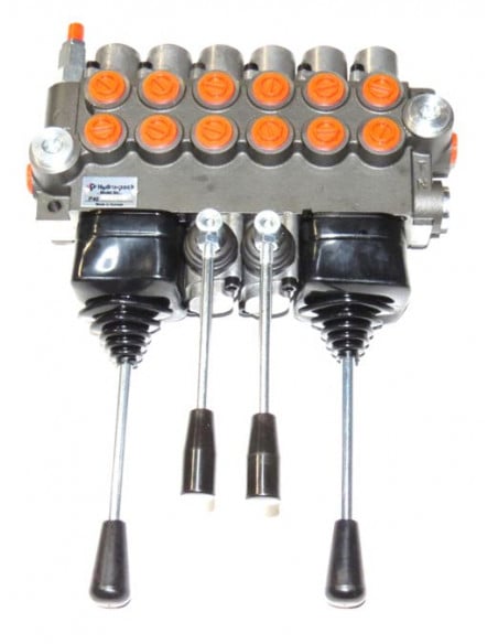 Distribuidor hidráulico 6 funciones 2 joystick + 2 manuales doble efecto